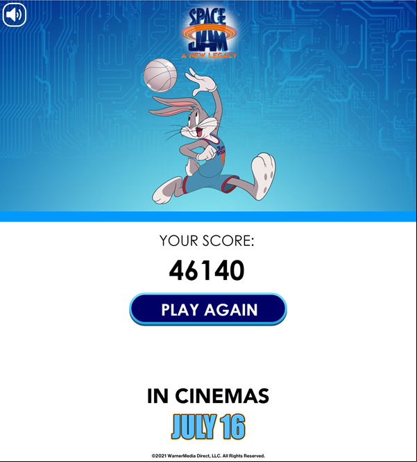 Space Jam Full Court Pinball Game Over Screenshot.