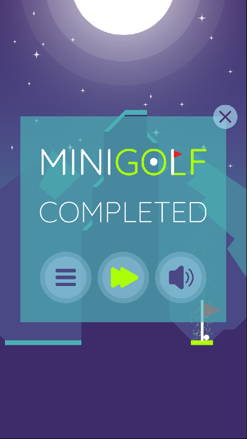 Space Mini Golf Game Level Completed Screenshot.