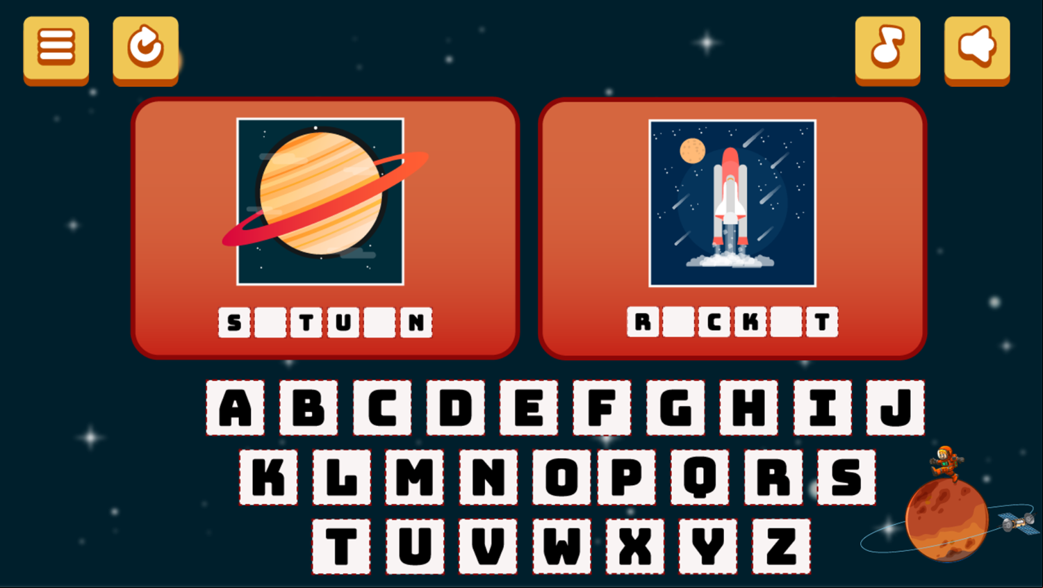 Space Odyssey Game Level Start Screenshot.
