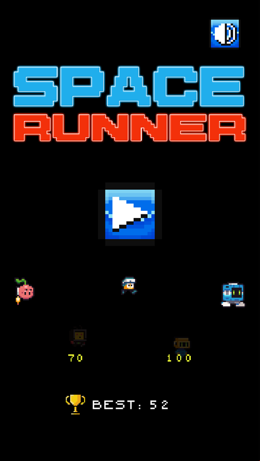 Space Runner Game Best Score Screenshot.
