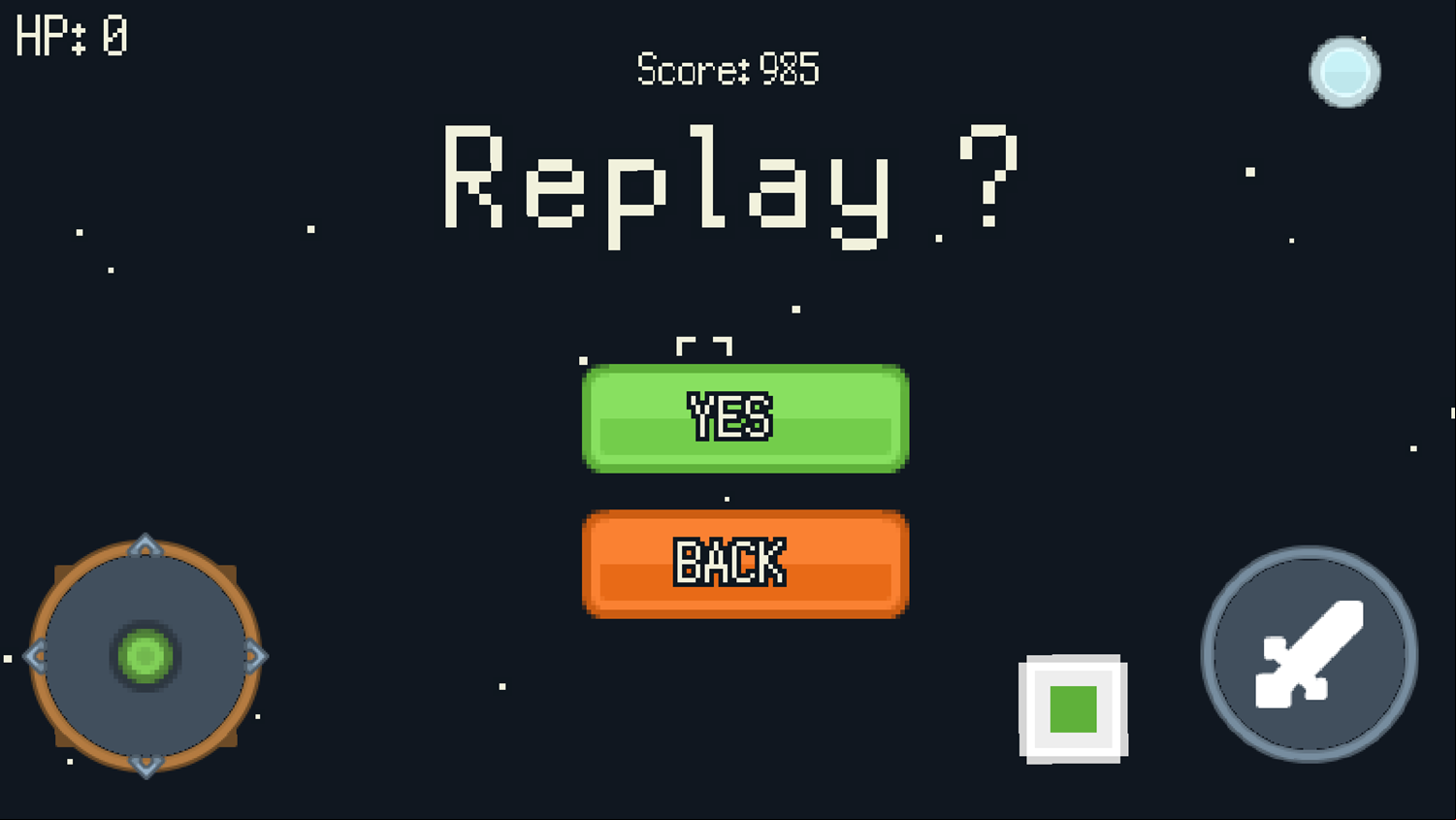 Space Ship EX Game Over Screenshot.