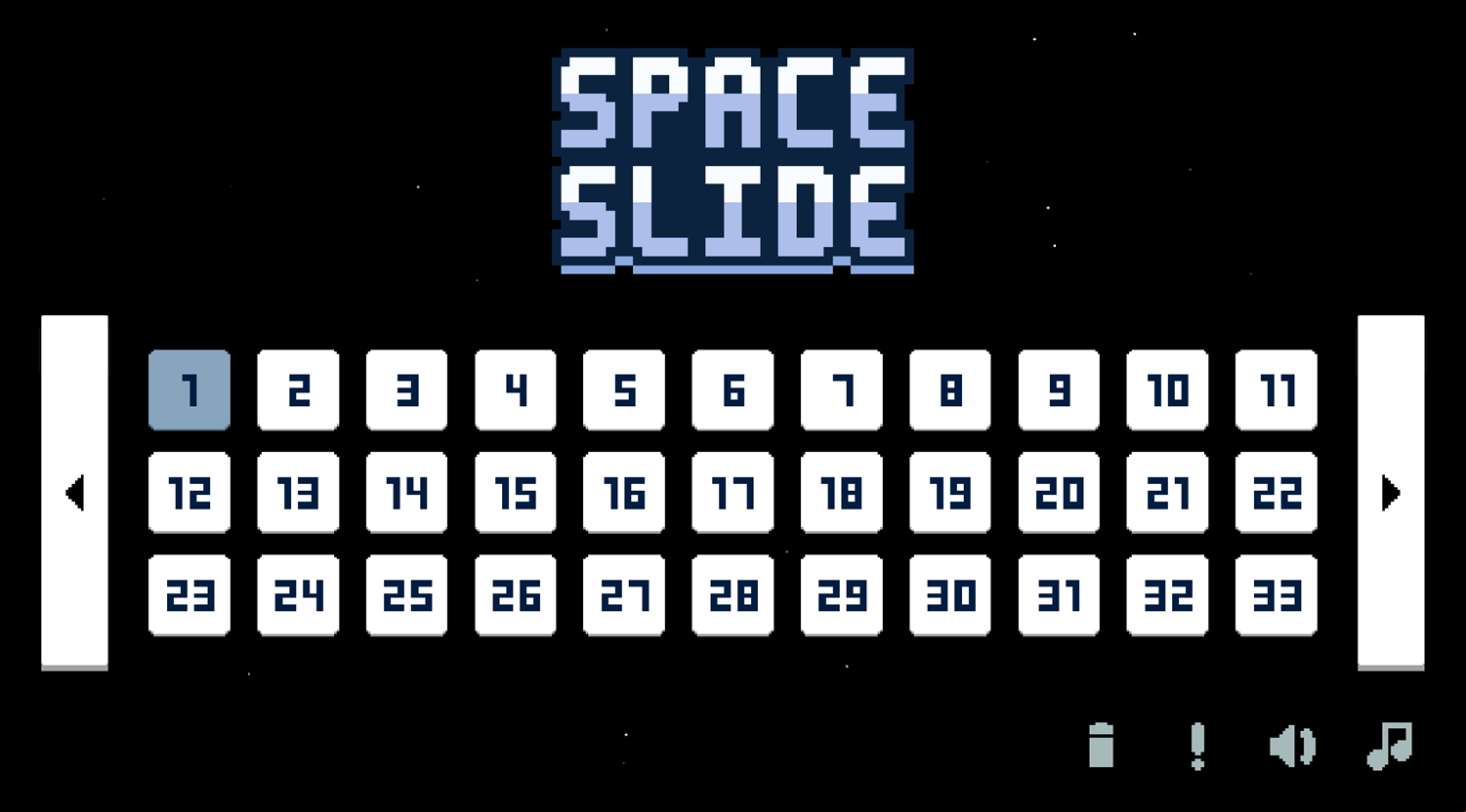 Space Slide Puzzle Game Welcome Screen Screenshot.