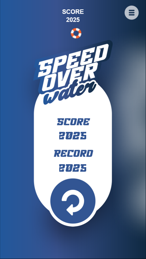 Speed Over Water Game Over Screenshot.