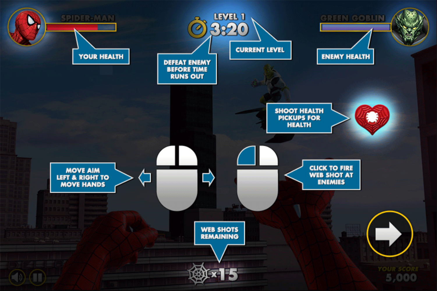 Spider Man Web Shooter How To Play Screenshot.