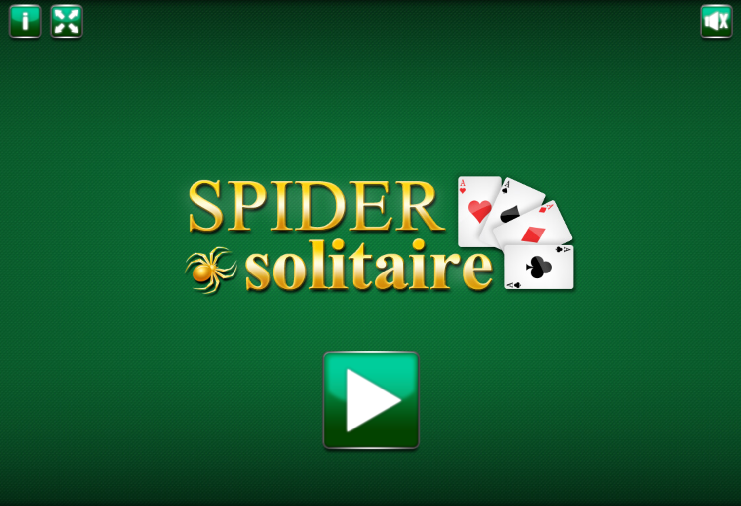 Spider Solitaire Start Screen Screenshot.