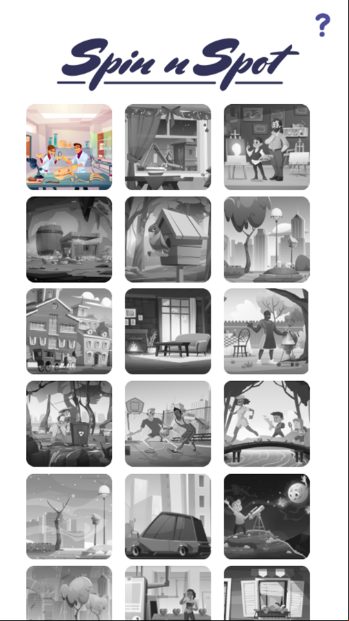 Spin and Spot Game Welcome Screen Screenshot.