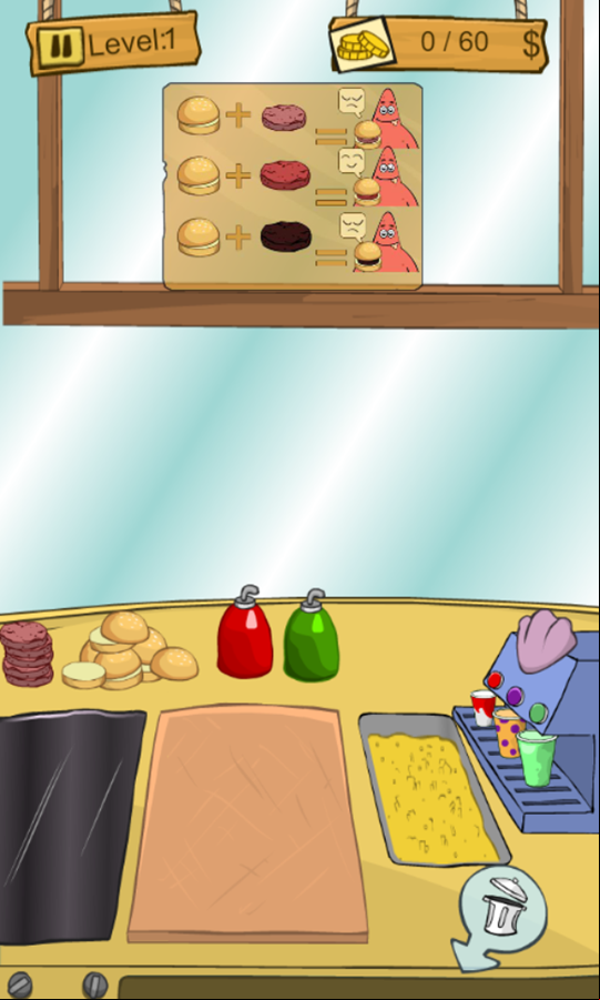 SpongeBob Restaurant Game Start Screenshot.