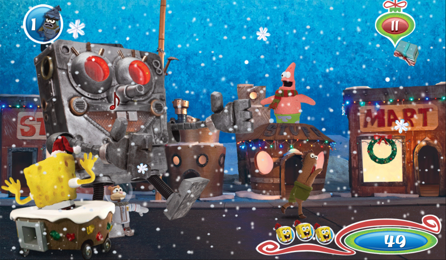 Spongebob Squarepants It's a Spongebob Christmas Boss Fight Screenshot.