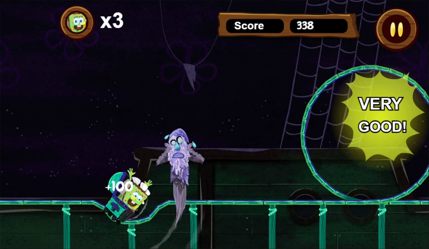 Spongebob Squarepants Tracks of Terror Welcome Screen The Flying Dutchman's Ship Game Screenshot.