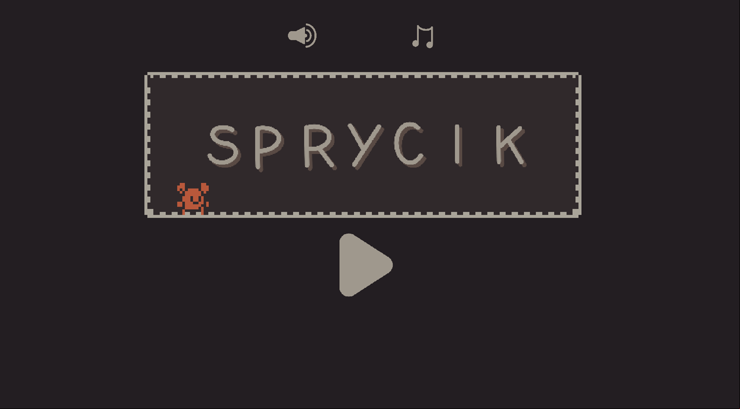 Sprycik Game Welcome Screen Screenshot.