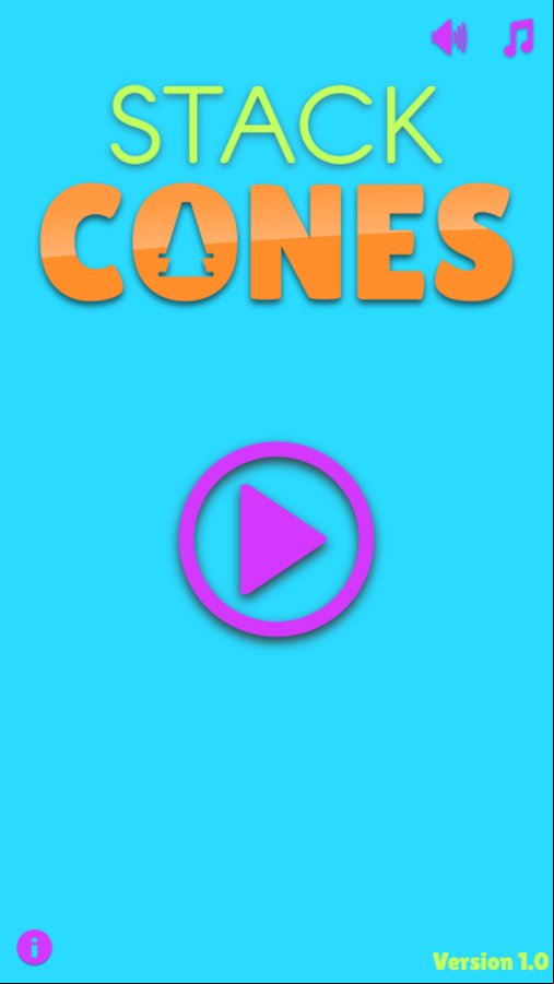 Stack Cones Game Welcome Screen Screenshot.