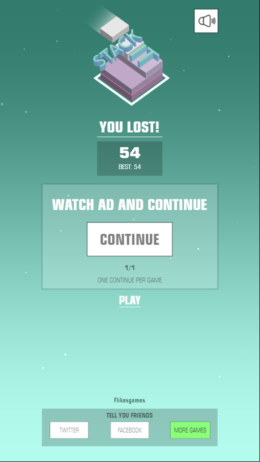 Stack It Game Over Screenshot.