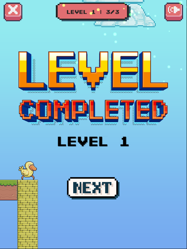 Stacky Duck Game Level Complete Screenshot.