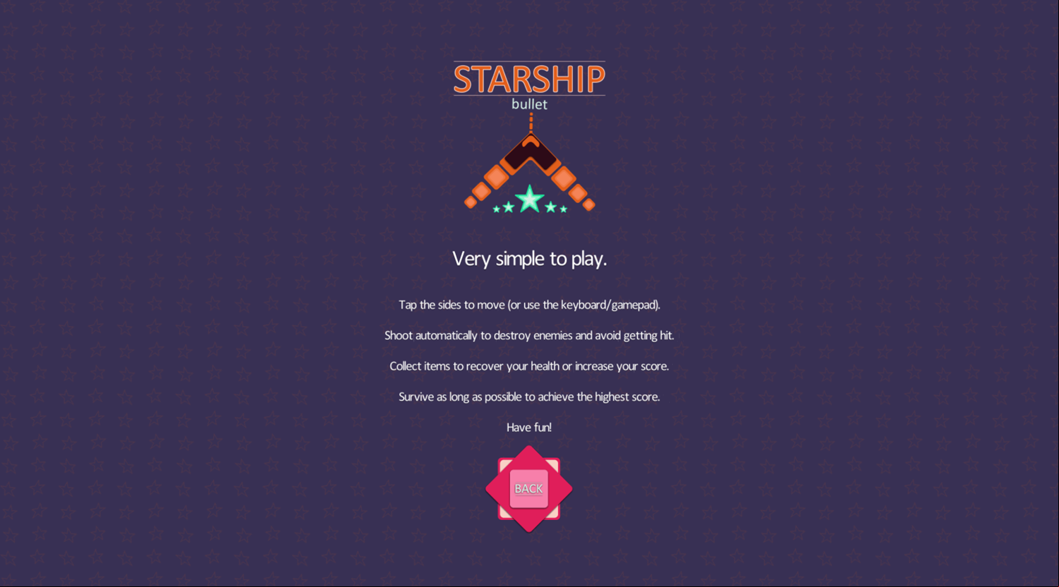 Starship Bullet Game How To Play Screenshot.