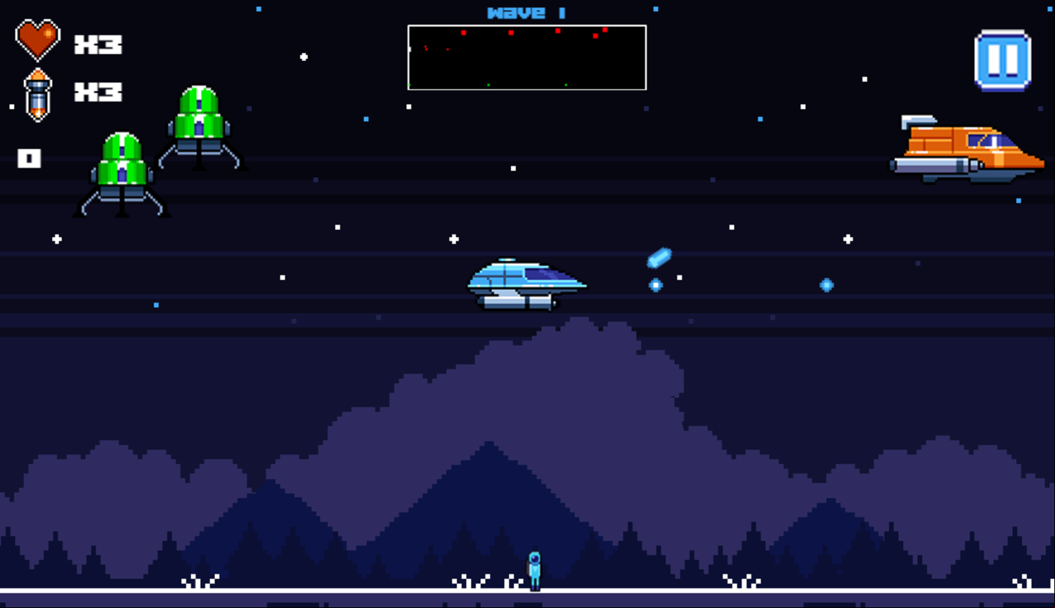 Starship Defender Game Start Screenshot.