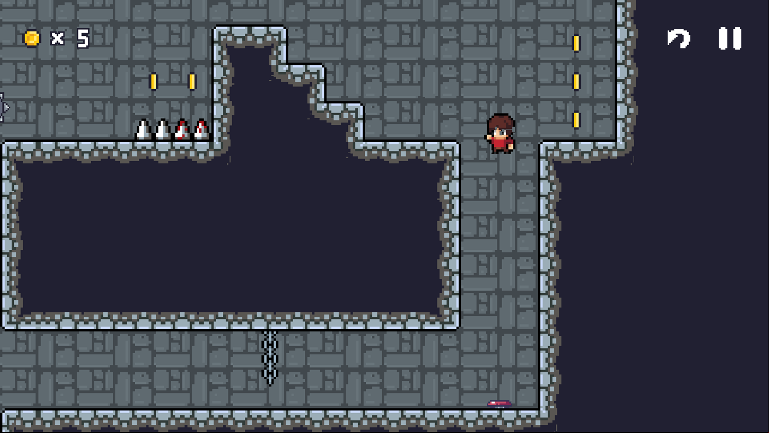 Steve Adventure Game Bouncing on a Spring Screenshot.