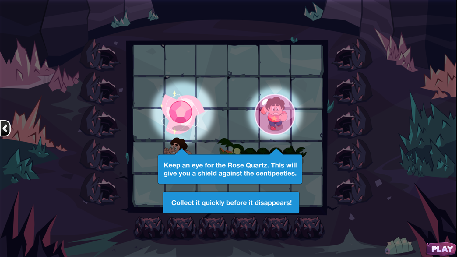 Steven Universe Watch Your Step Steven Game Instructions Screenshot.
