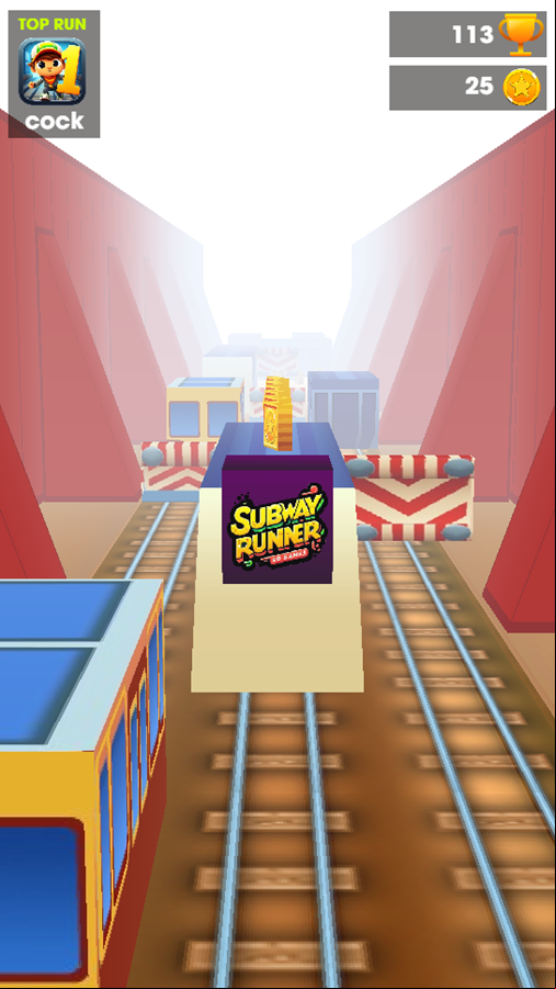 Subway Runner Game Play Screenshot.