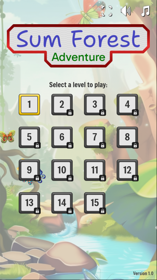 Sum Forest Adventure Game Level Select Screen Screenshot.