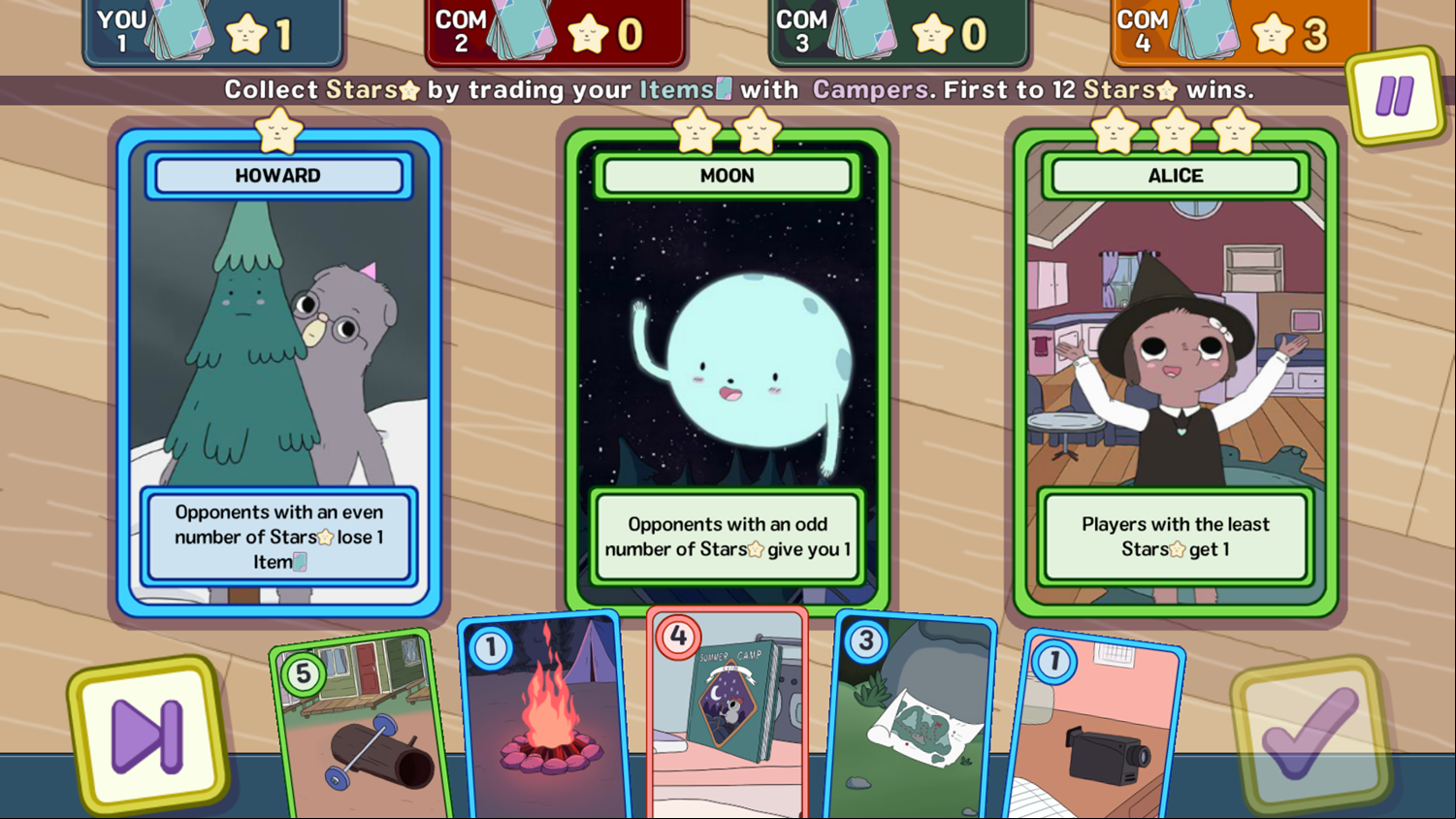 Summer Camp Island Scavenger Card Hunt Game Start Screenshot.