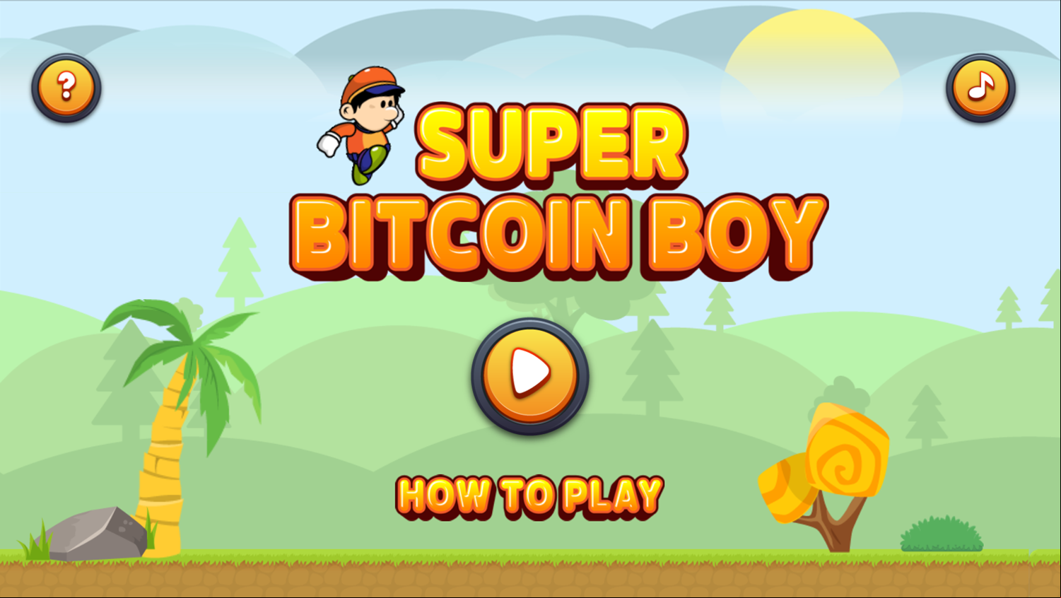 Super Bitcoin Boy Game Welcome Screen Screenshot.