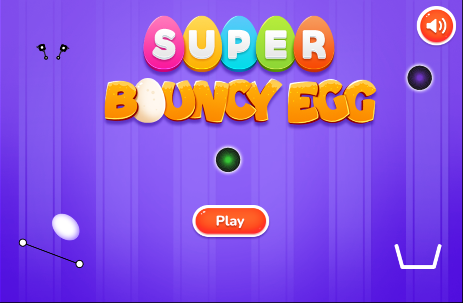 Super Bouncy Egg Game Welcome Screen Screenshot.