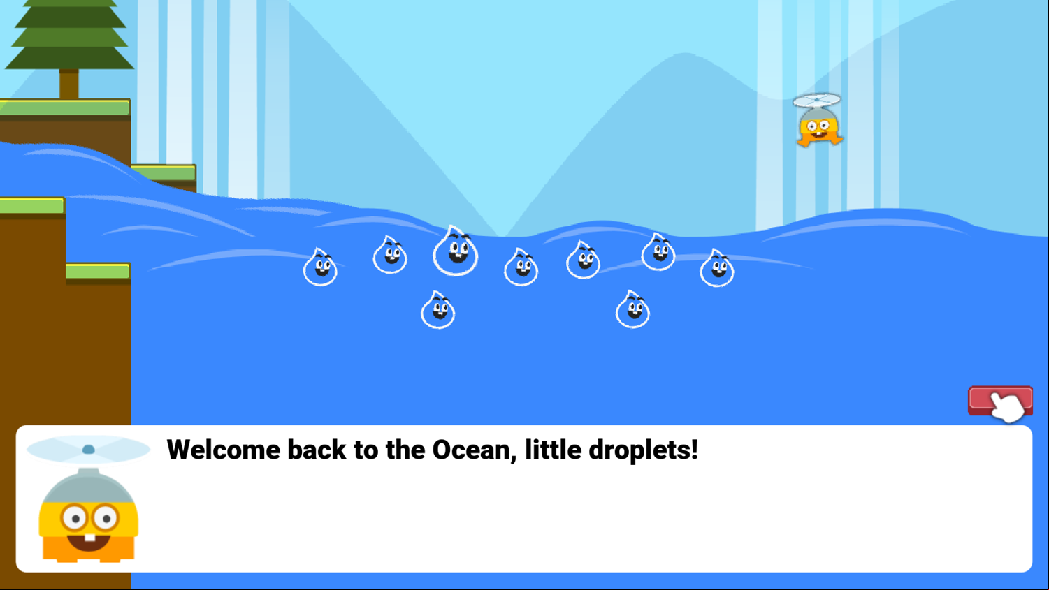 Super Droplet Cycle Game Back to the Ocean Screen Screenshot.