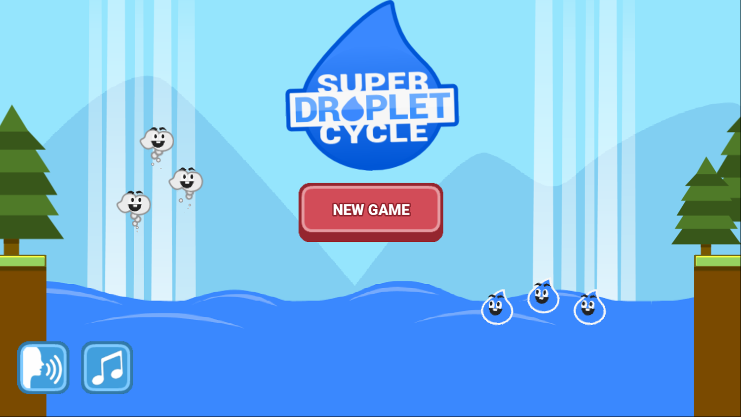 Super Droplet Cycle Game Welcome Screen Screenshot.