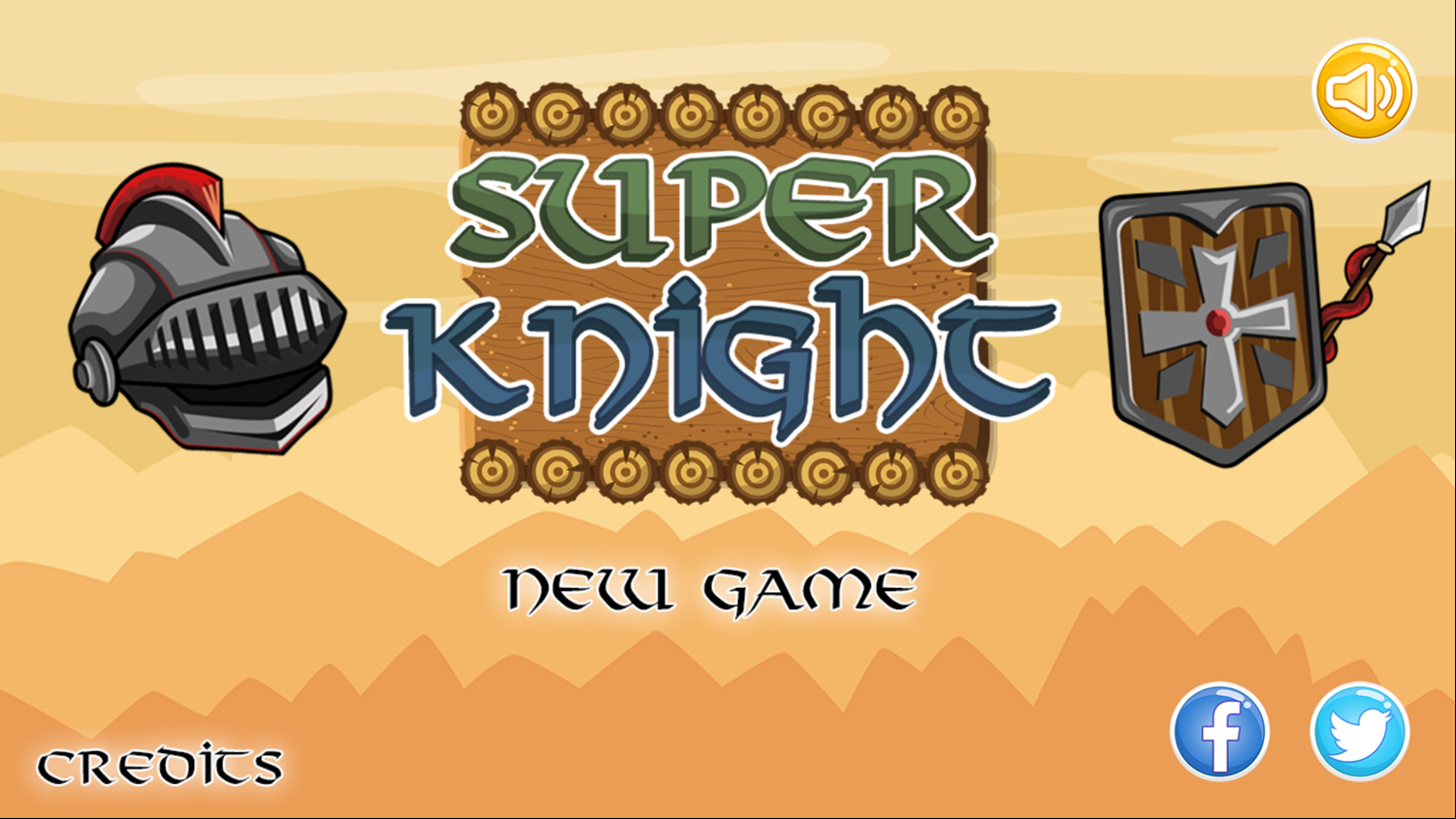 Super Knight Game Welcome Screen Screenshot.