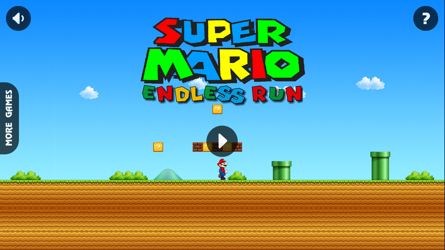 Super Mario Endless Run Game Welcome Screen Screenshot.