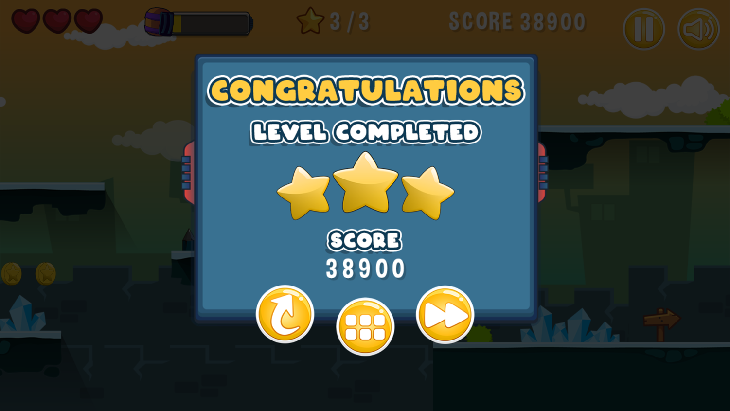 Super Penguboy Game Level Completed Screenshot.