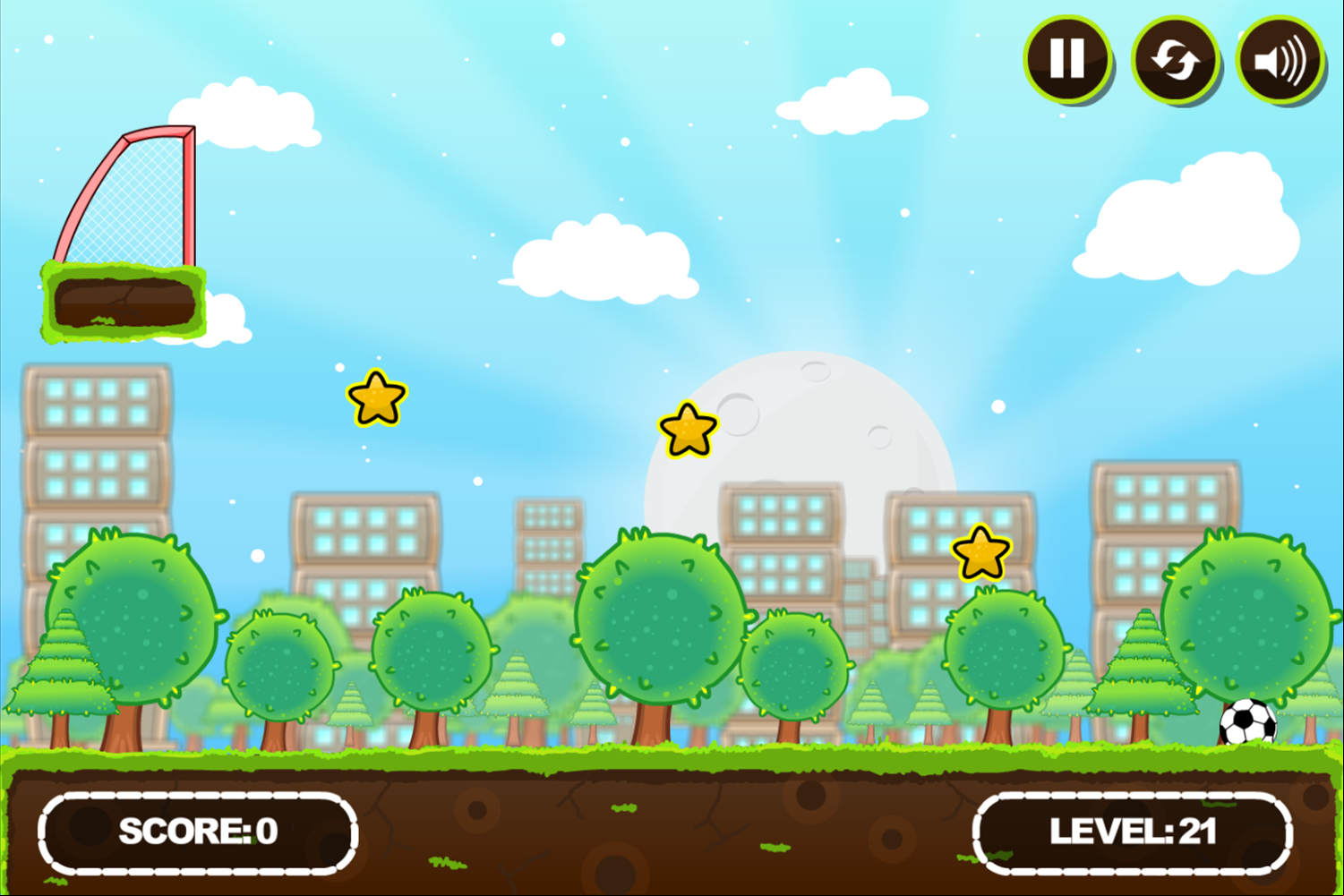 Super Soccer Star 2 Game Level With a Moving Goal Screenshot.