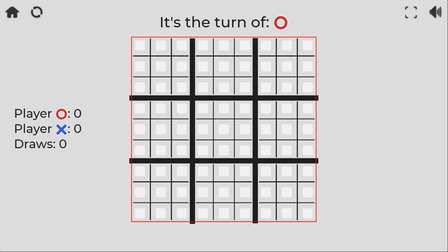 Super TTT Game Start Screenshot.