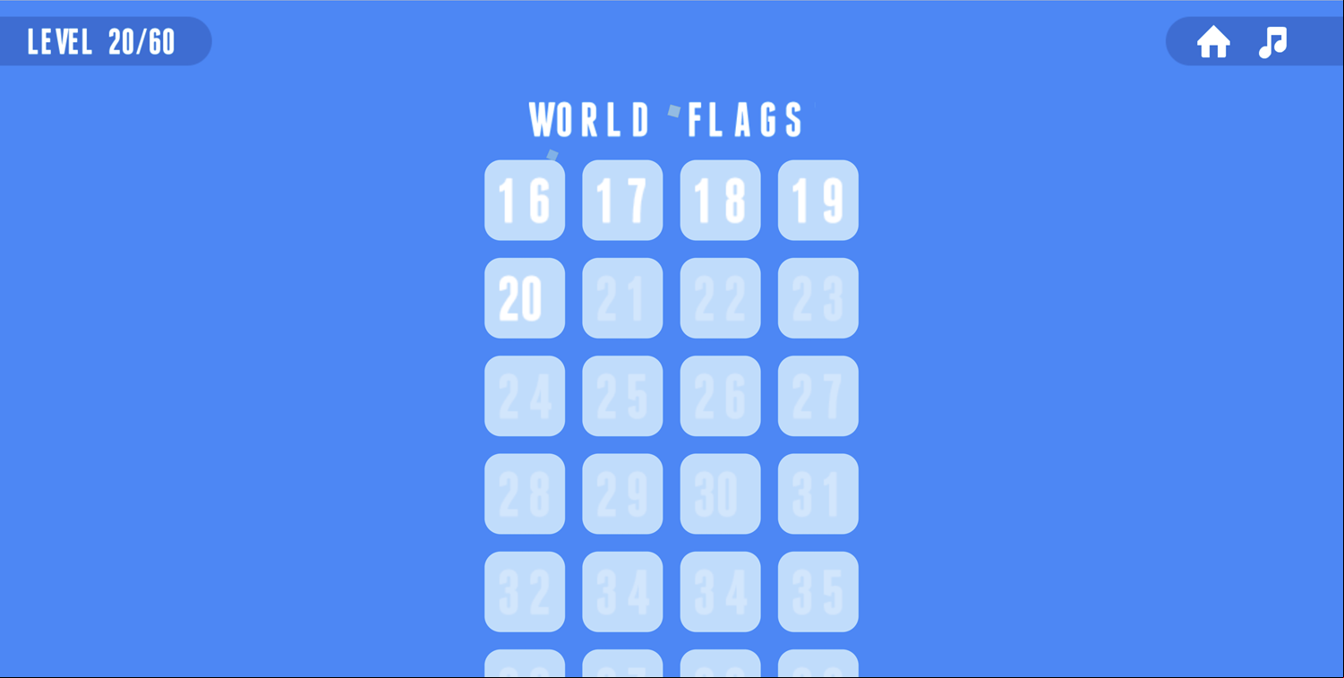 Surabikku Game World Flags Level Select Screen Screenshot.
