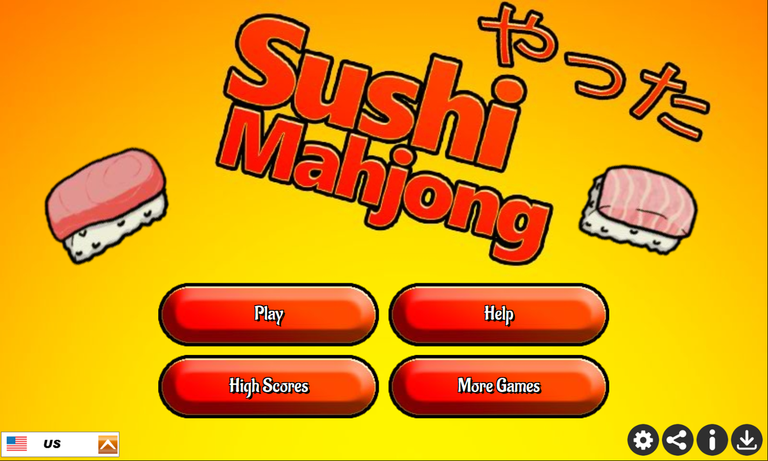 Sushi Mahjong Game Welcome Screen Screenshot.