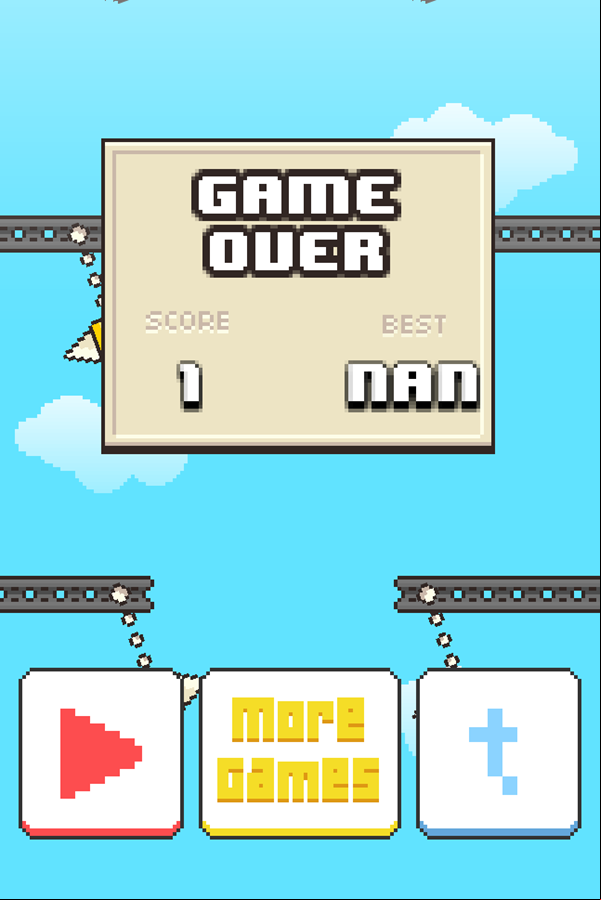 Swing Birds Game Over Screenshot.