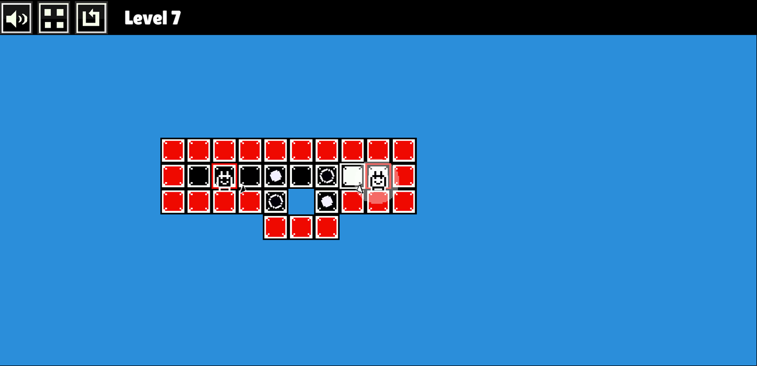 Tamachi Ying Yang Puzzle Game Level With a Small Middle Gap Screenshot.
