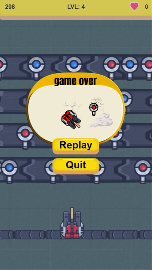 Tank Shot Game Over Screenshot.