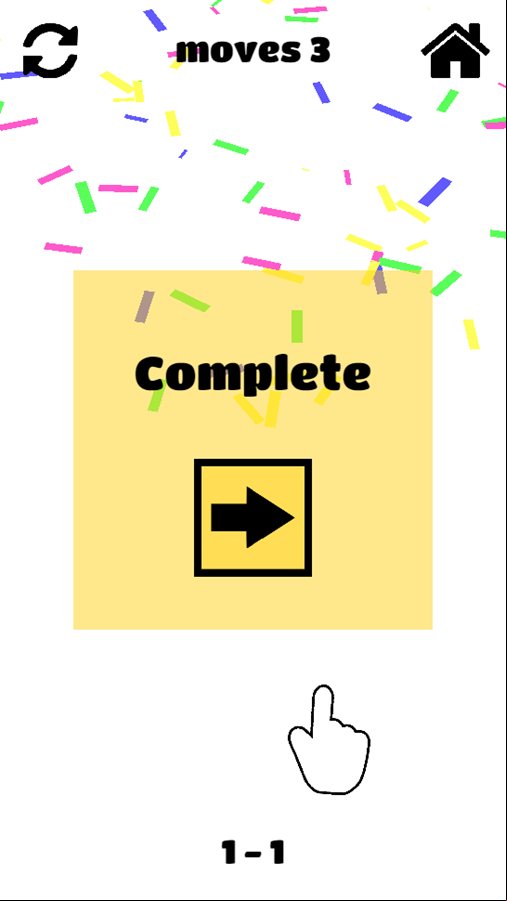 Tap Away 3D Game Level Complete Screenshot.