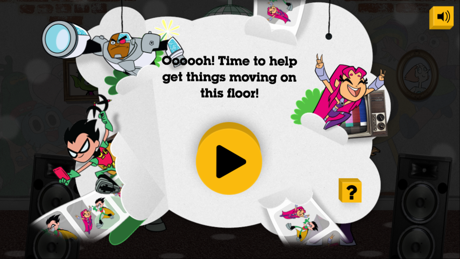Teen Titans Go Animation Game Welcome Screen Screenshot.