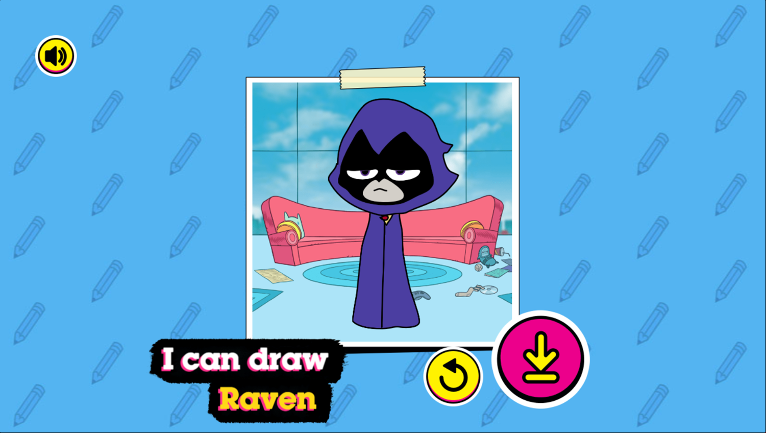Teen Titans Go How to Draw Raven Game Final Artwork Screenshot.