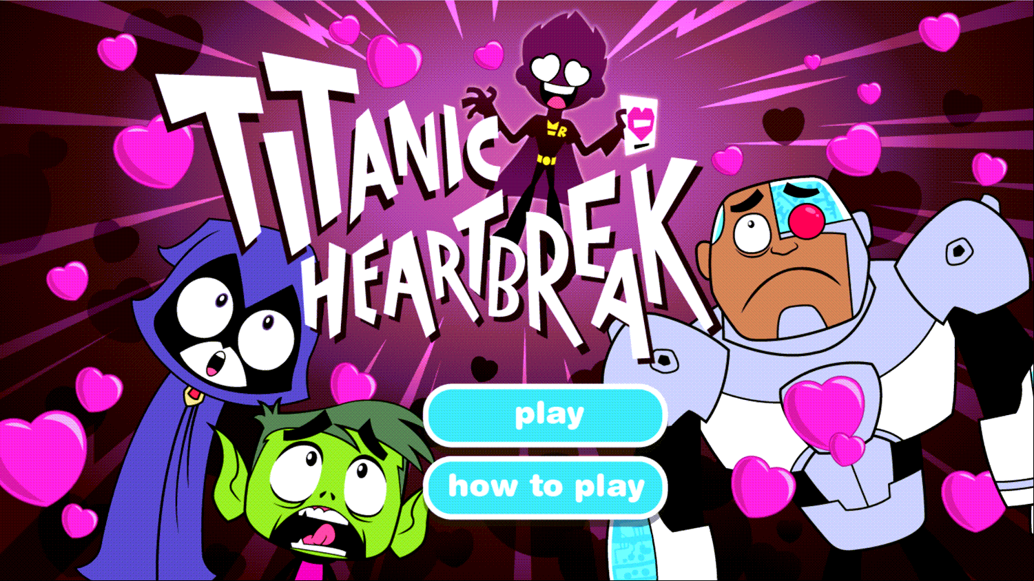 Teen Titans Go Titanic Heartbreak Welcome Screen Screenshot.