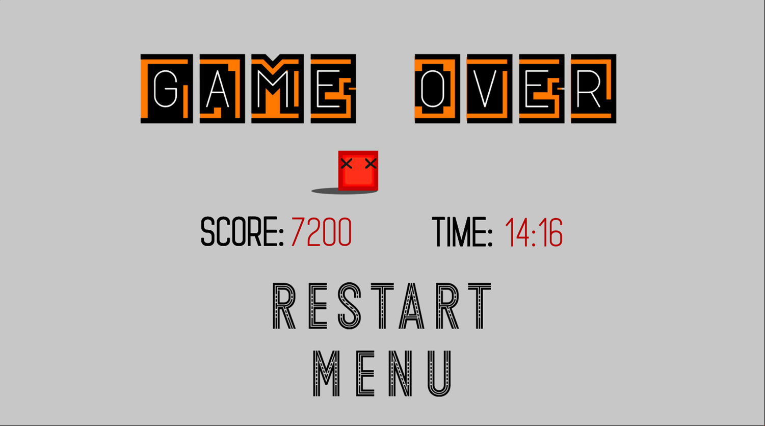 Tetrimino Game Over Screenshot.