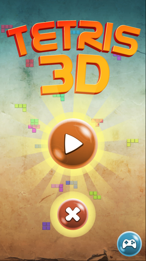 Tetris 3D Game Welcome Screen Screenshot.