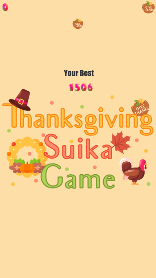 Thanksgiving Suika Game Best Score Screenshot.