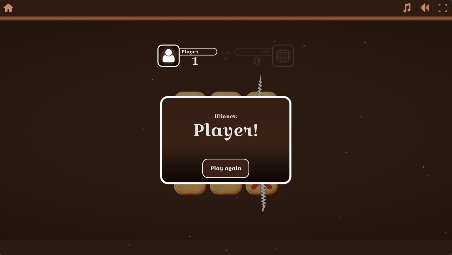 Tic Tac Tangle Game Player Win Screenshot.