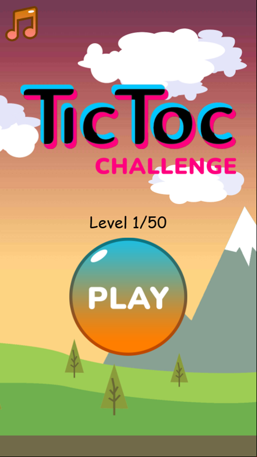 TicToc Challenge Game Welcome Screen Screenshot.