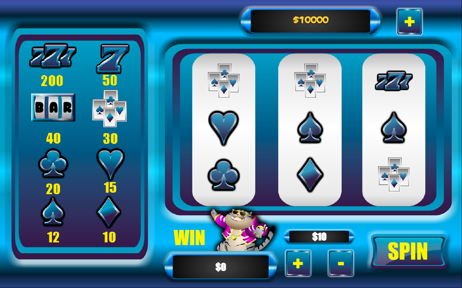Tiger Casino Game Start Screenshot.