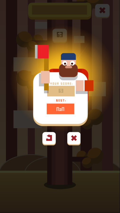 Timber Man Game Over Screenshot.