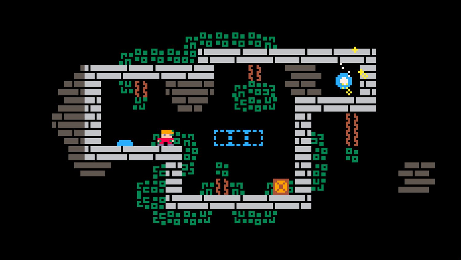 Tiny Crate Game Blue Platform and Switch Screenshot.